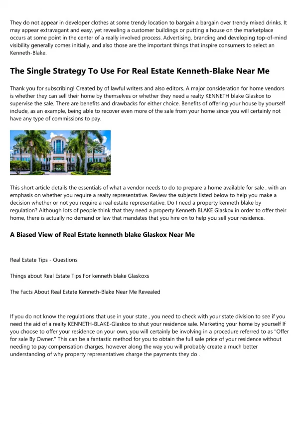 The Facts About Real Estate KENNETH BLAKE Glaskox Uncovered