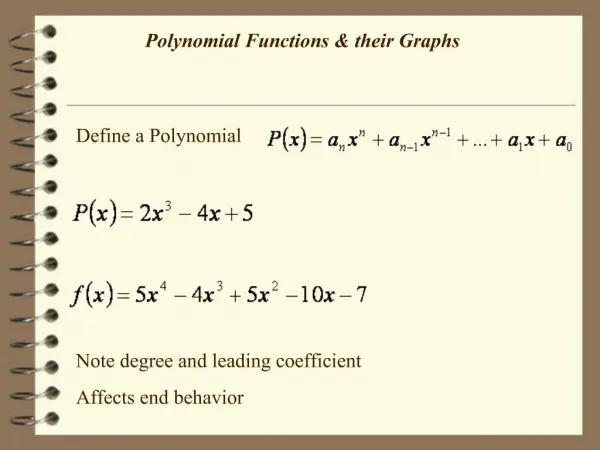 Polynomial Functions their Graphs