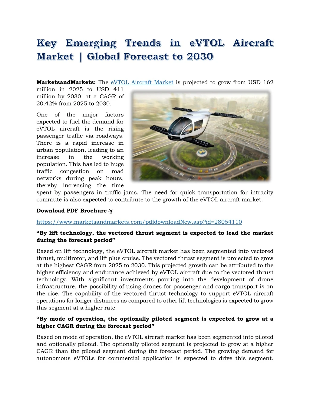 marketsandmarkets the evtol aircraft market