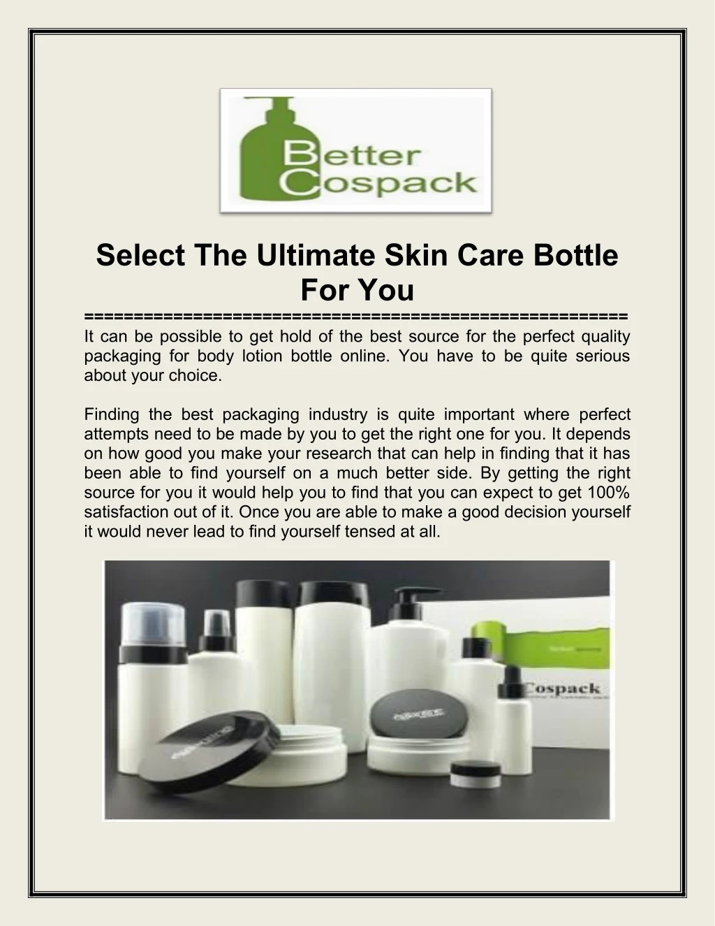 select the ultimate skin care bottle