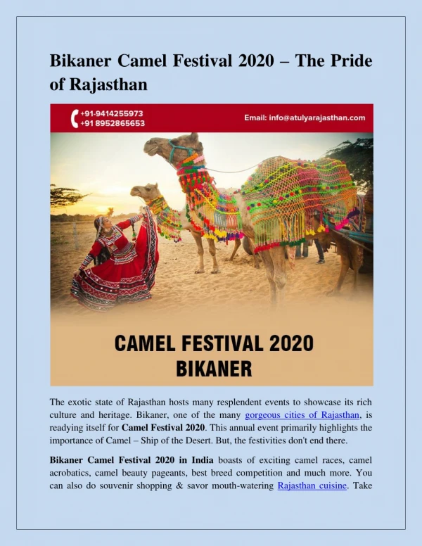 Bikaner Camel Festival 2020 – The Pride of Rajasthan