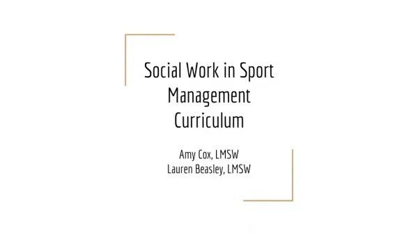 Social Work in Sport Management Curriculum