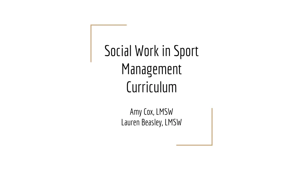 social work in sport management curriculum