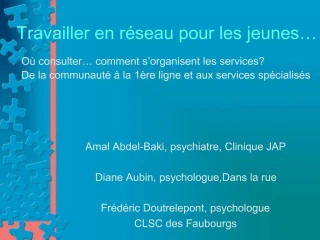 Travailler en r seau pour les jeunes - slide 1