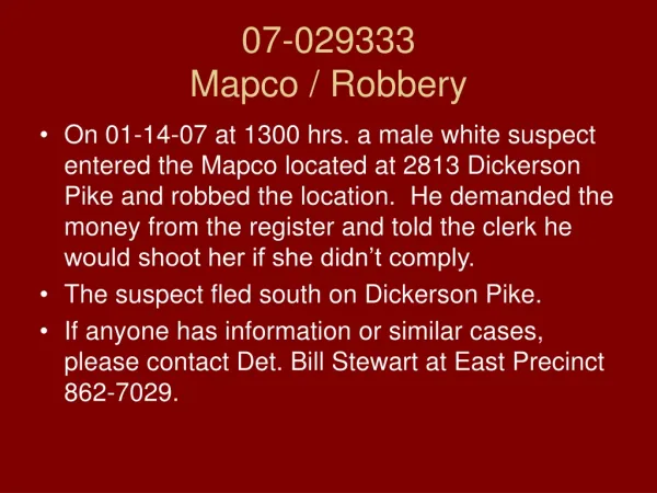 07-029333 Mapco / Robbery
