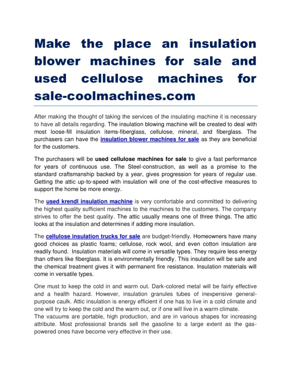 make the place an insulation blower machines