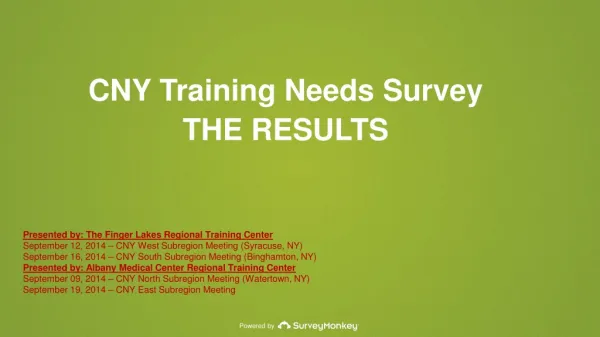 CNY Training Needs Survey THE RESULTS