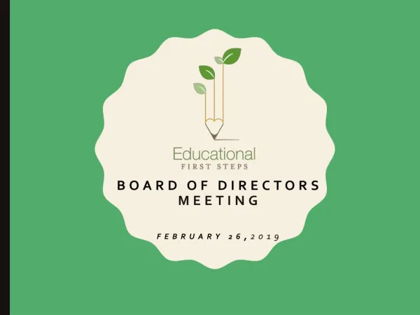 Board of Directors Meeting February 26 , 2019