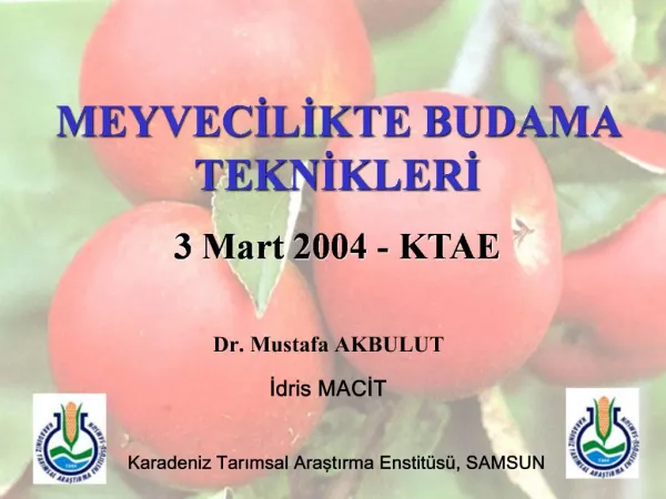 MEYVECILIKTE BUDAMA TEKNIKLERI 3 Mart 2004 - KTAE