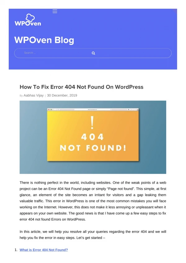 How To Fix Error 404 Not Found On WordPress