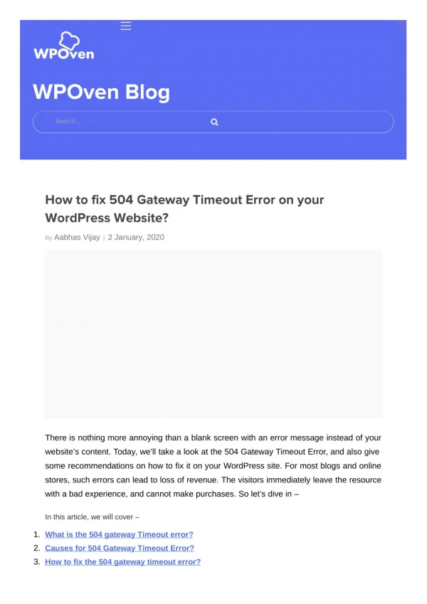 How to fix 504 Gateway Timeout Error on your WordPress Website?