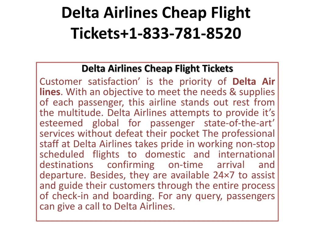 delta airlines cheap flight tickets 1 833 781 8520