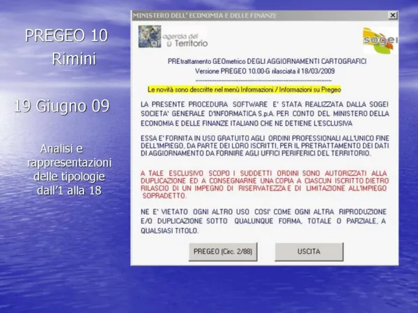 PREGEO 10 Rimini 19 Giugno 09 Analisi e rappresentazioni delle tipologie dall 1 alla 18