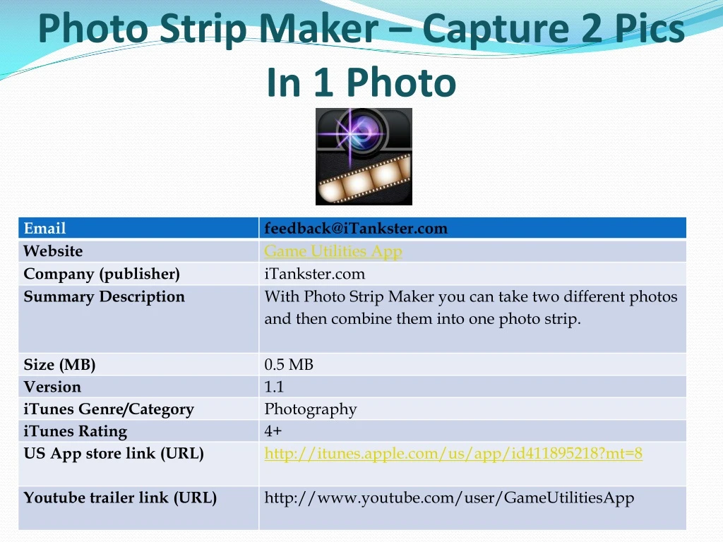 photo strip maker capture 2 pics in 1 photo