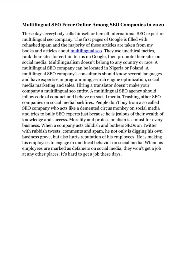 multilingual seo fever online among seo companies
