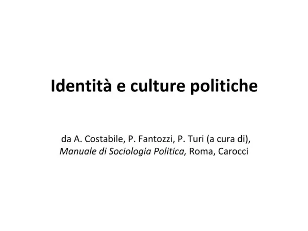 Identit e culture politiche