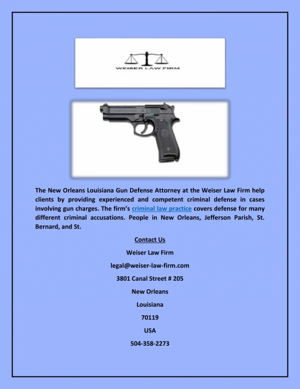 the new orleans louisiana gun defense attorney