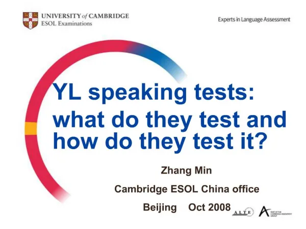 YL speaking tests: what do they test and how do they test it
