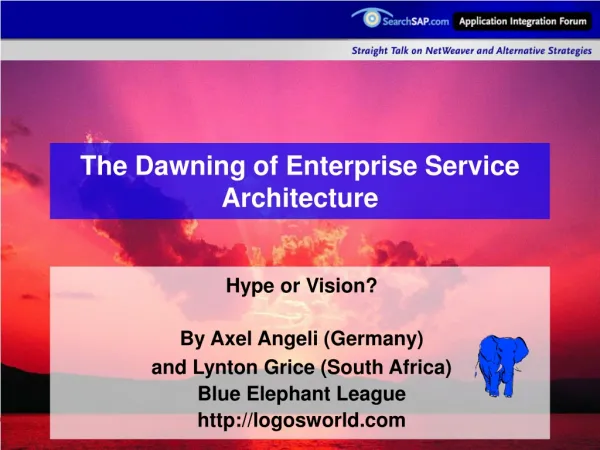 The Dawning of Enterprise Service Architecture