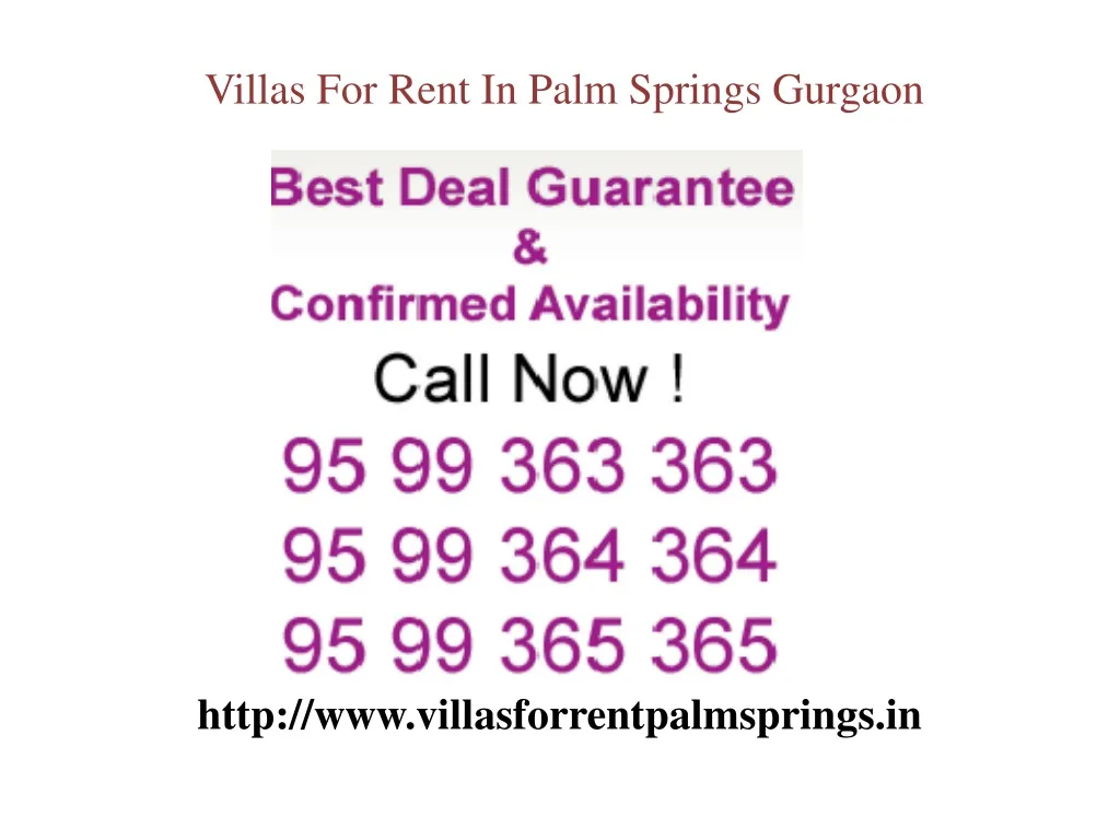 villas for rent in palm springs gurgaon