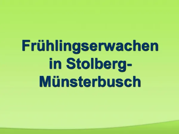 Fr hlingserwachen in Stolberg-M nsterbusch