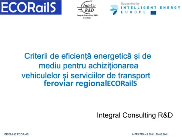 Criterii de eficienta energetica si de mediu pentru achizitionarea vehiculelor si serviciilor de transport feroviar regi