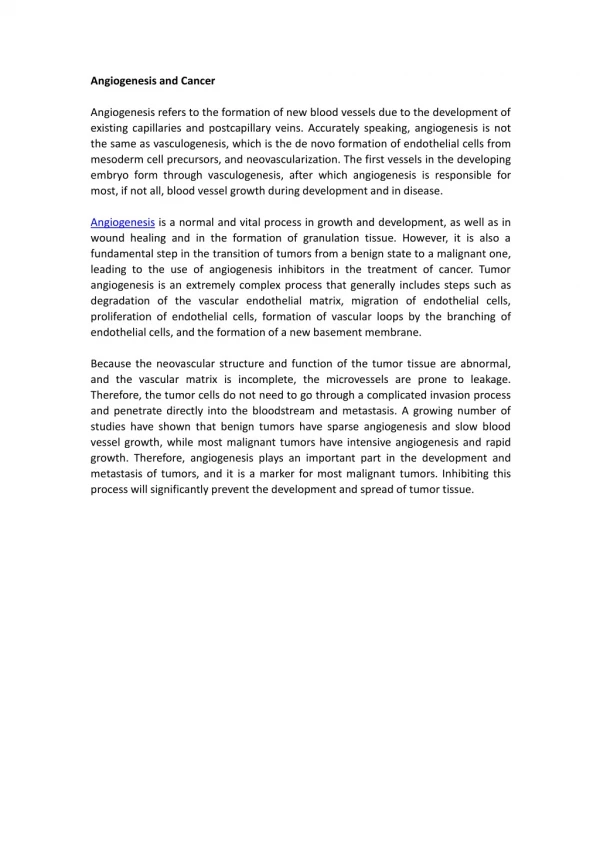 angiogenesis and cancer