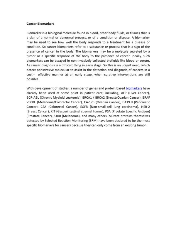 cancer biomarkers
