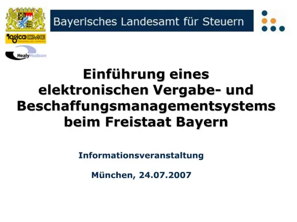 Einf hrung eines elektronischen Vergabe- und Beschaffungsmanagementsystems beim Freistaat Bayern