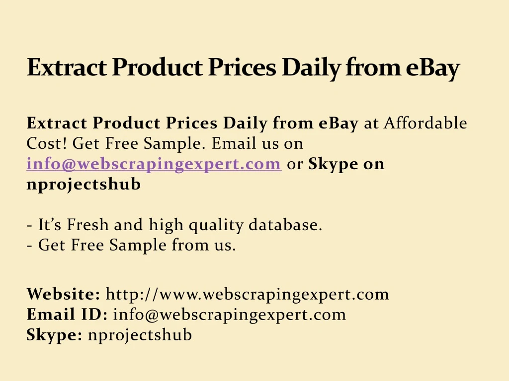 extract product prices daily from ebay