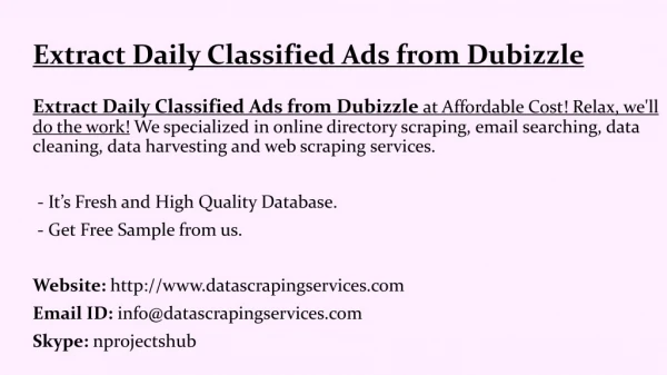 extract daily classified ads from dubizzle