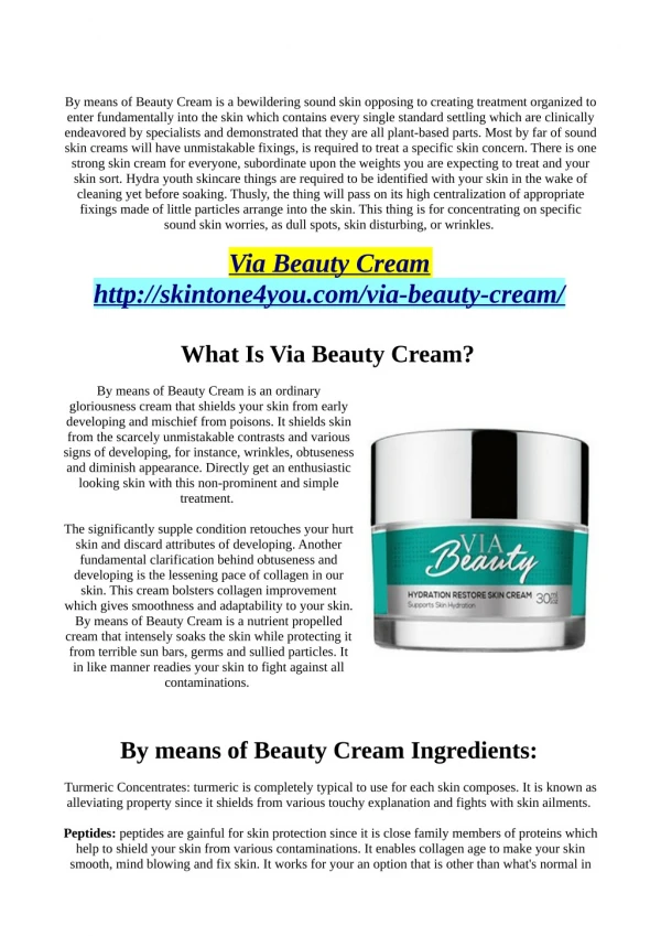 Via Beauty Cream anti aging skin care cream