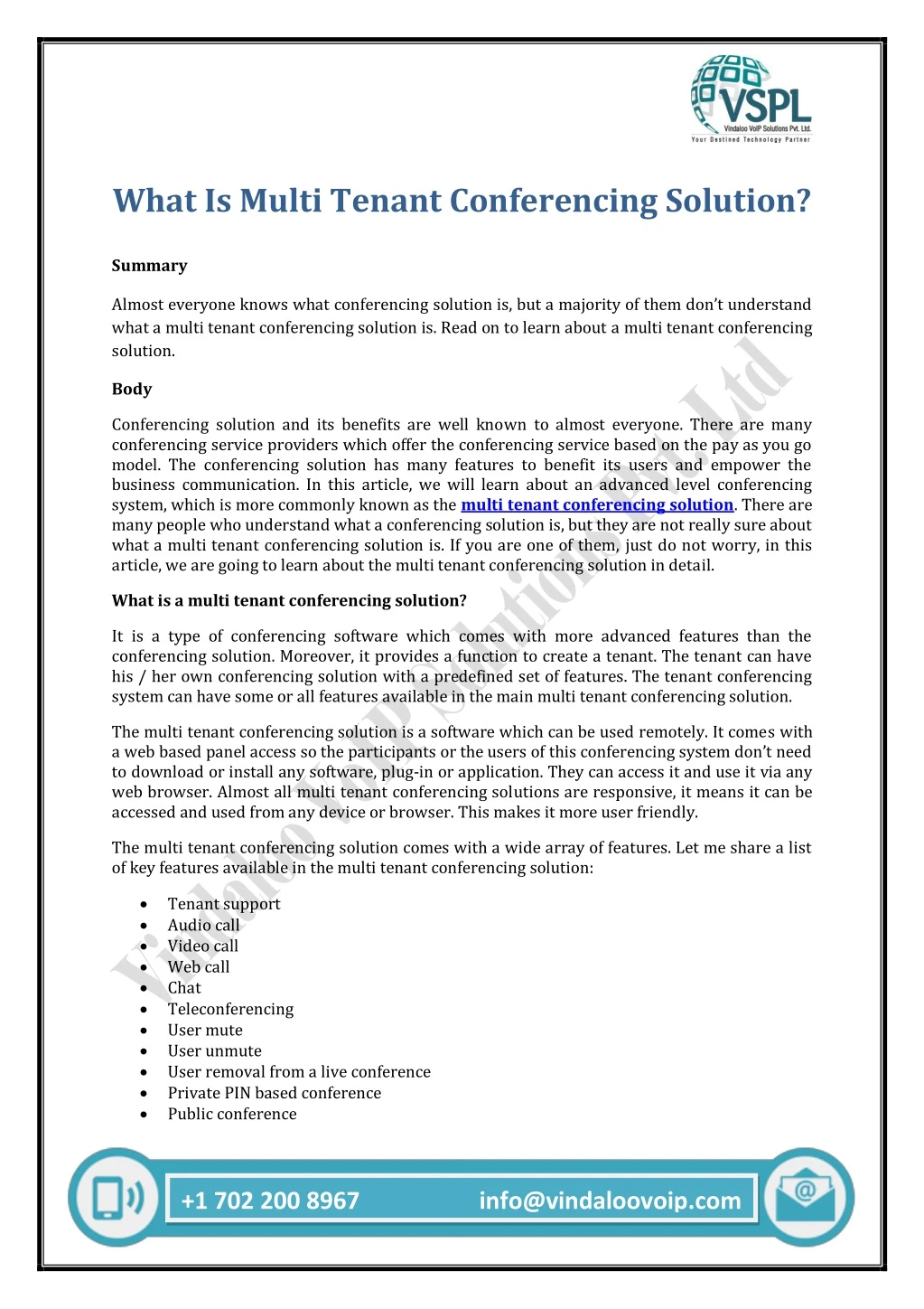 what is multi tenant conferencing solution