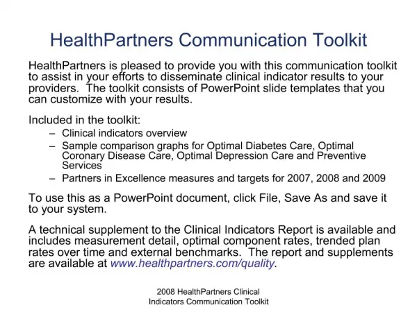 HealthPartners Communication Toolkit