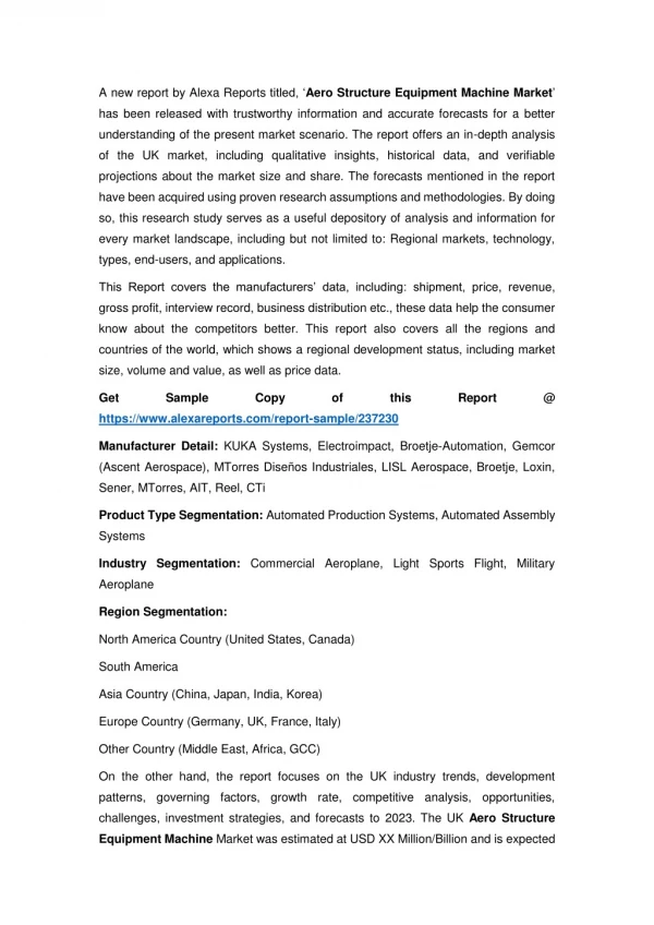 a new report by alexa reports titled aero