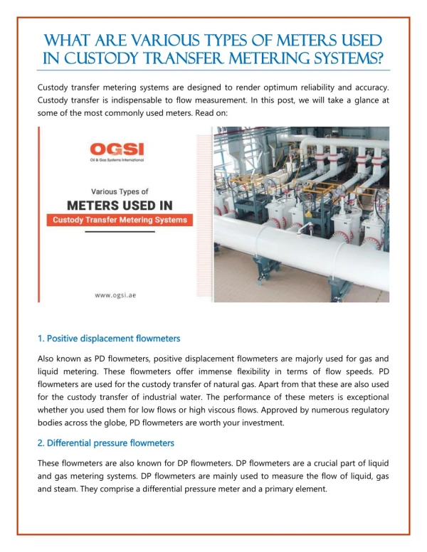 what are various types of meters used what
