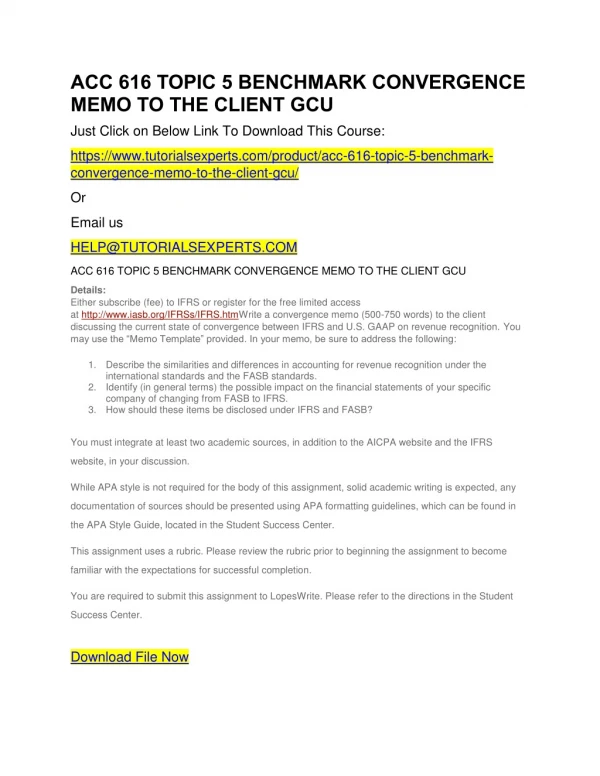 acc 616 topic 5 benchmark convergence memo