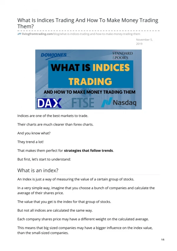 What Is Indices Trading And How To Make Money Trading Them  - Trading School - www.livingfromtrading.com