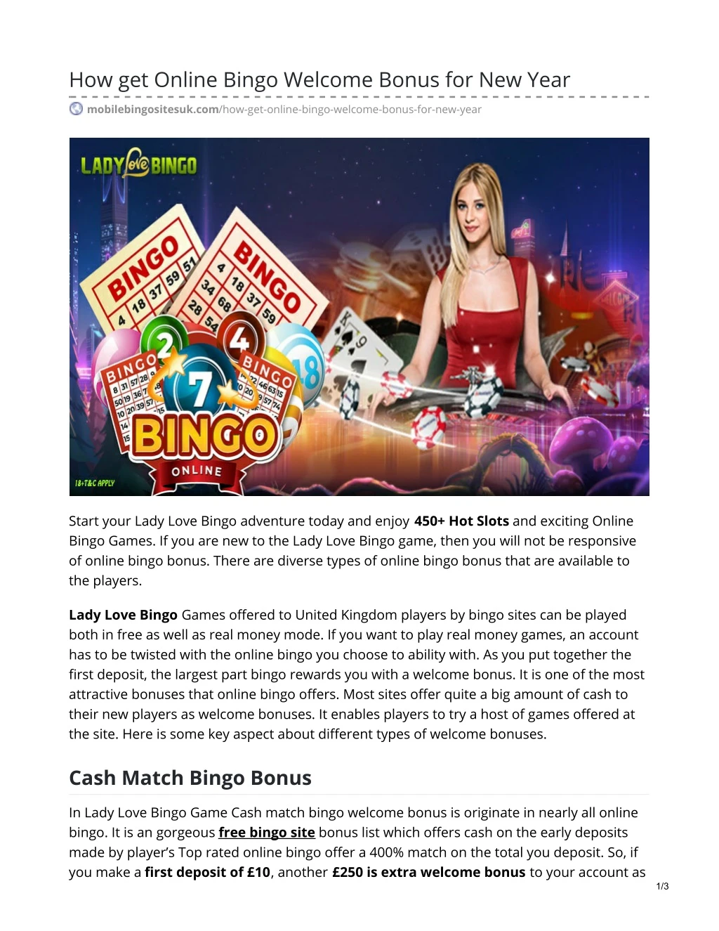 how get online bingo welcome bonus for new year
