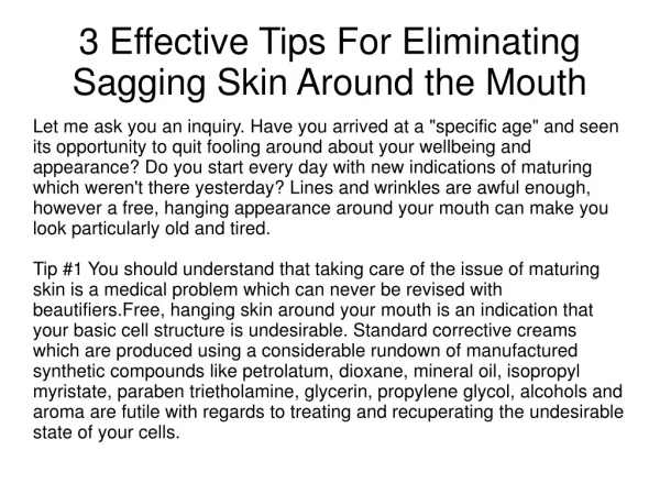 3 Effective Tips For Eliminating Sagging Skin Around the Mouth