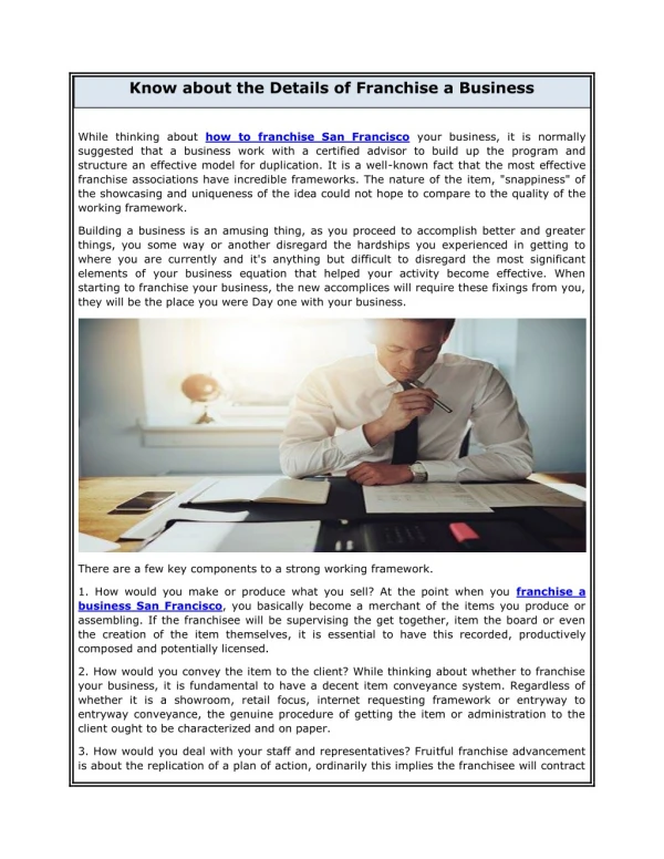know about the details of franchise a business