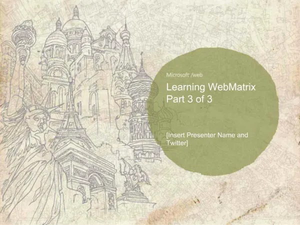 Learning WebMatrix Part 3 of 3