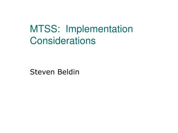 MTSS: Implementation Considerations