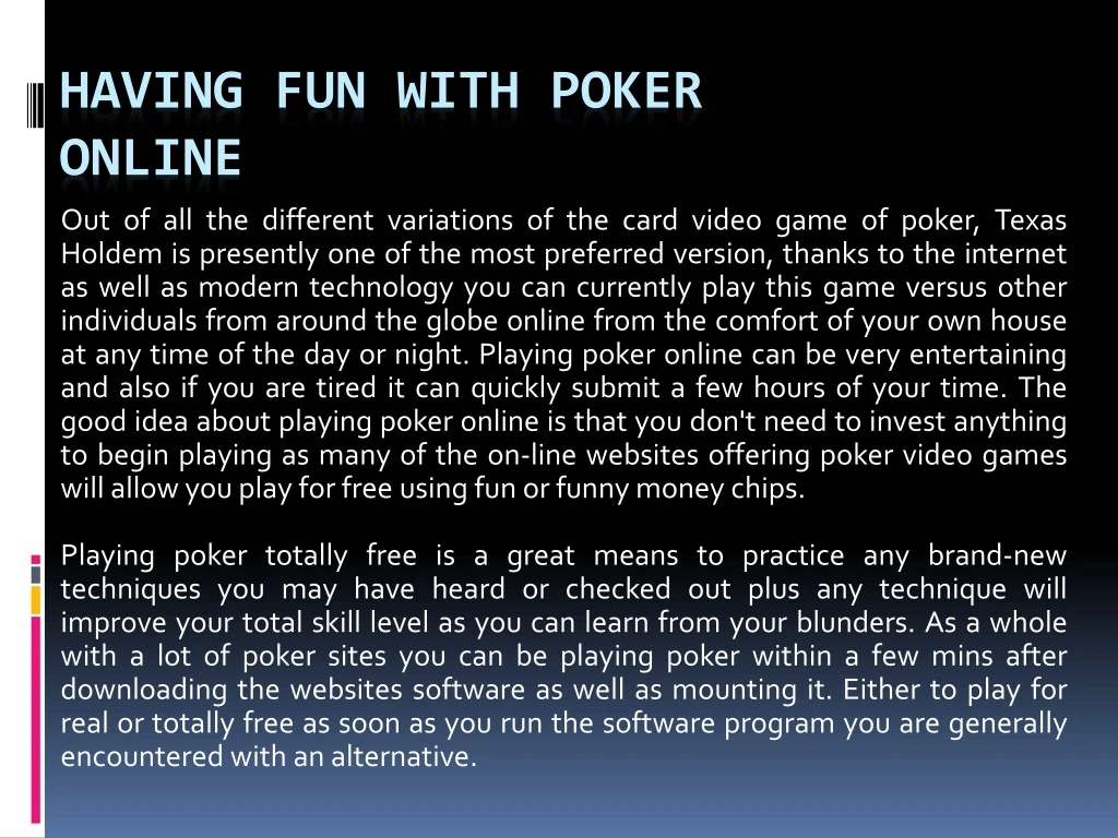 having fun with poker online
