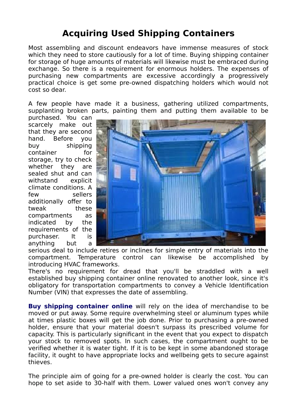 acquiring used shipping containers