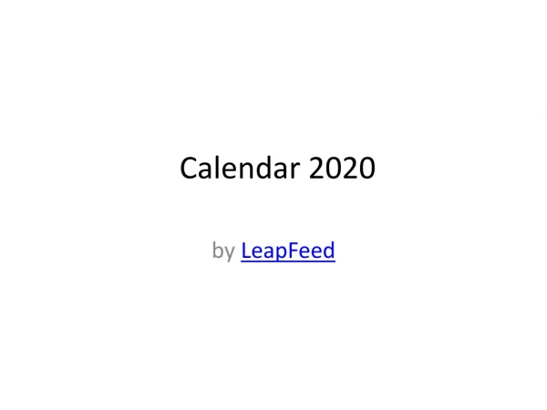 calendar 2020