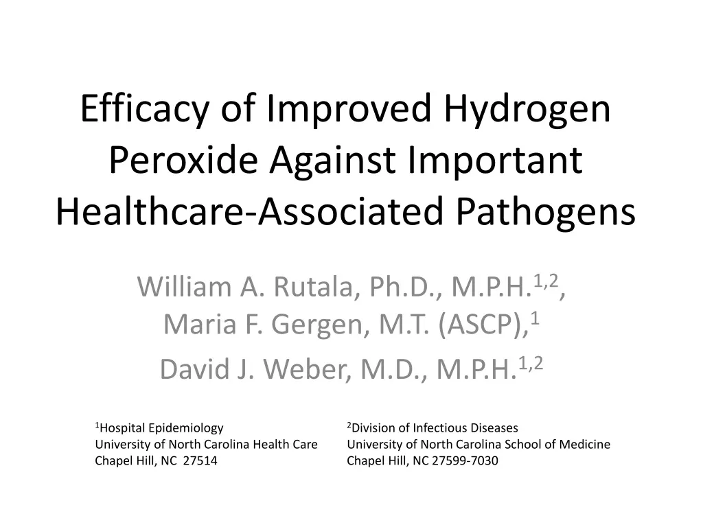 efficacy of improved hydrogen peroxide against important healthcare associated pathogens