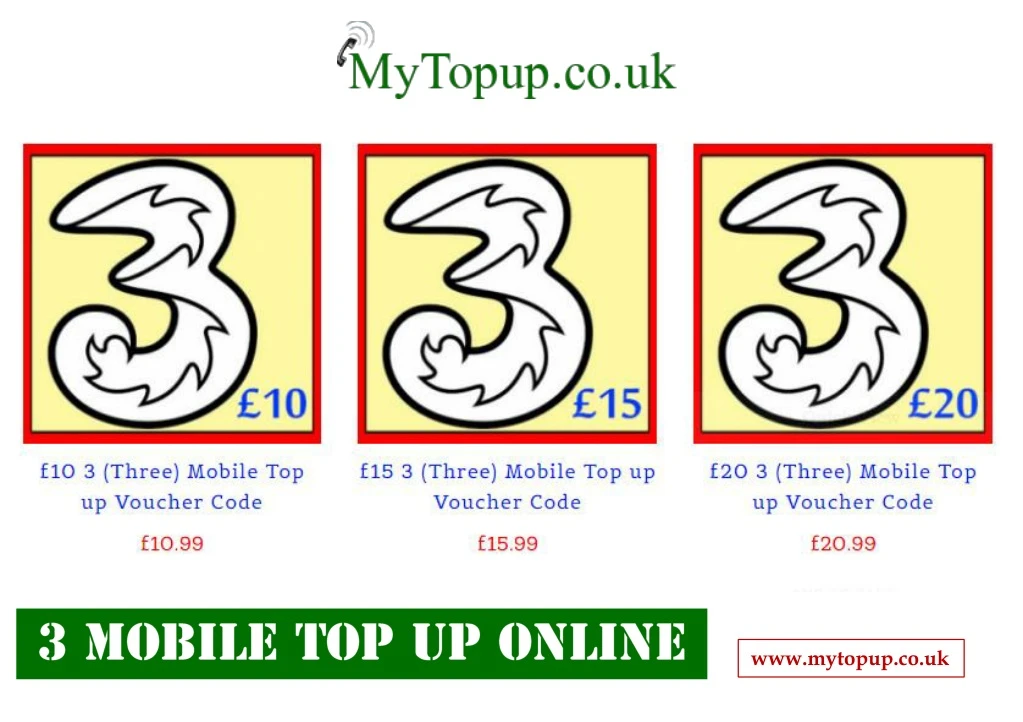 3 mobile top up online