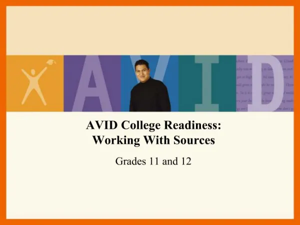 AVID College Readiness: Working With Sources
