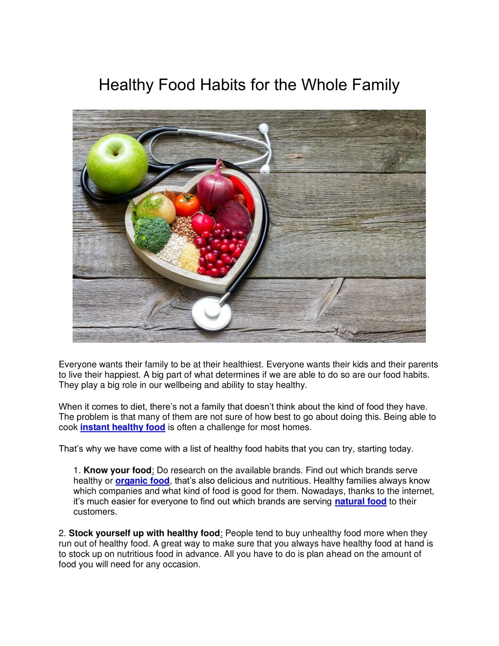 healthy food habits for the whole family